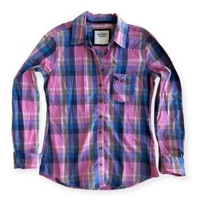 VTG Y2K Abercrombie & Fitch Pink Plaid Shirt‎ Moose Logo Twilight Gilmore Small